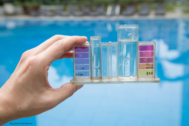 Katy Blue Pool Service doing pool chemistry to test water